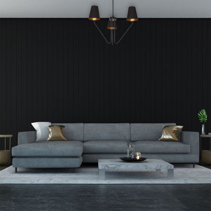 Suspension avec tige VICTORIA 3xE27/60W/230V noir