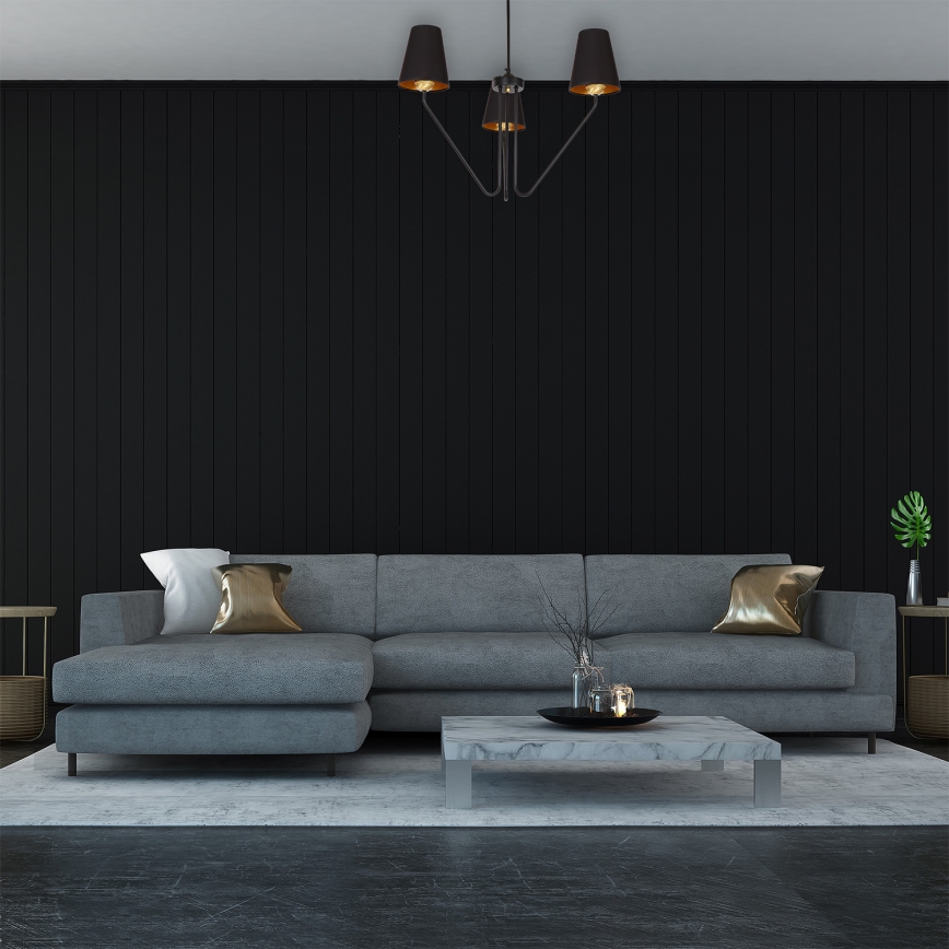 Suspension avec tige VICTORIA 3xE27/60W/230V noir