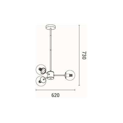Suspension-barre 3xE27/40W/230V laiton