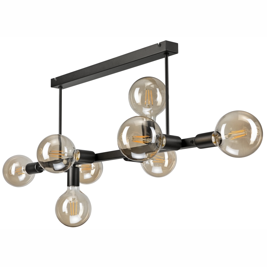Suspension-barre ASTRID 8xE27/60W/230V noir