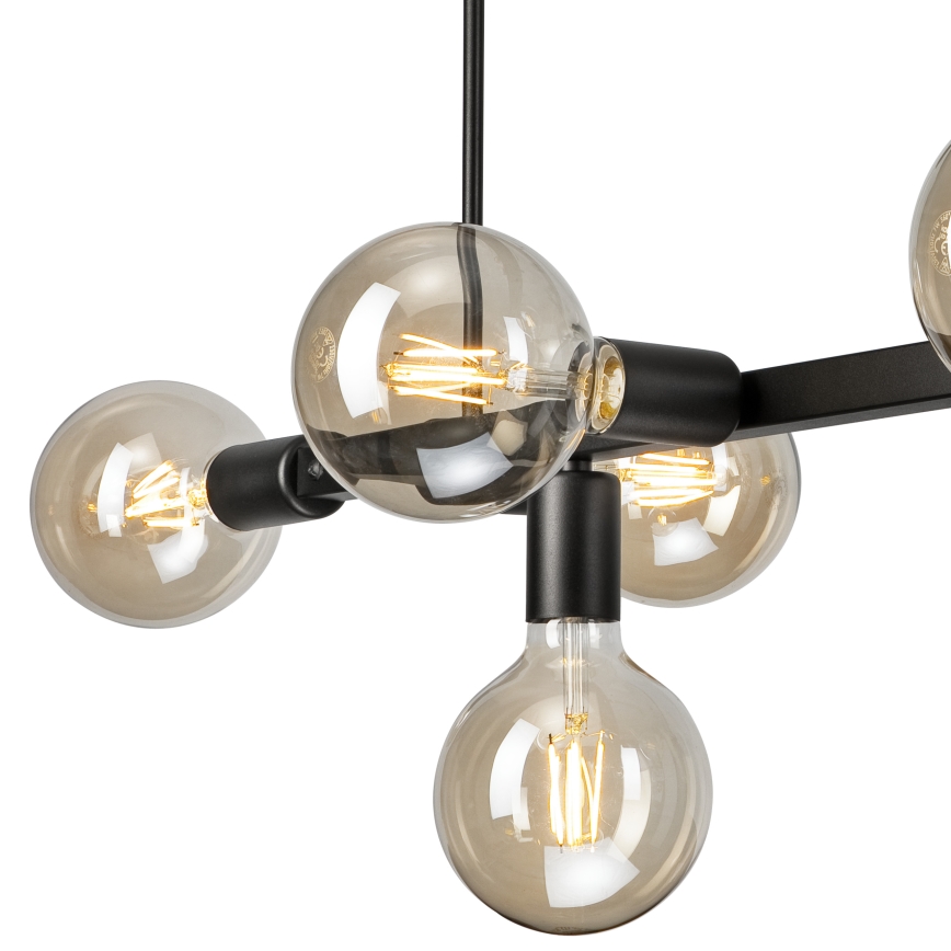Suspension-barre ASTRID 8xE27/60W/230V noir