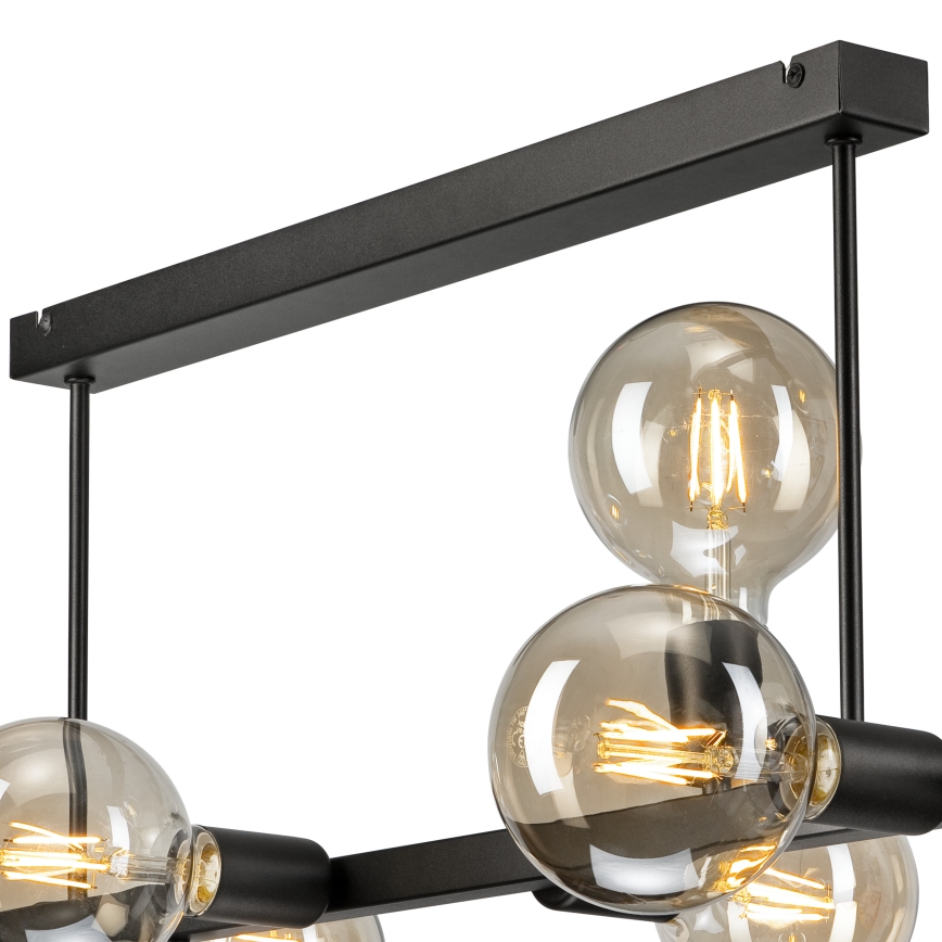 Suspension-barre ASTRID 8xE27/60W/230V noir
