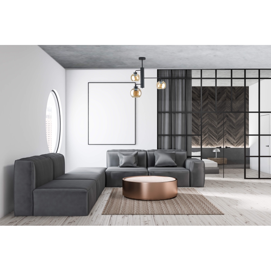 Suspension-barre FLEX 3xE27/60W/230V noir/fumé beige
