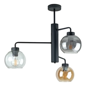 Suspension-barre FLEX 3xE27/60W/230V noir/fumé noir/fumé beige/transparent