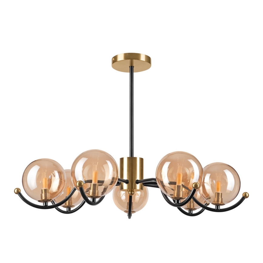 Suspension-barre GEORGIA 7xE14/5W/230V doré/fumé beige