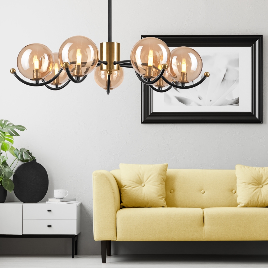 Suspension-barre GEORGIA 7xE14/5W/230V doré/fumé beige