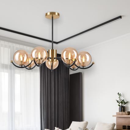 Suspension-barre GEORGIA 7xE14/5W/230V doré/fumé beige