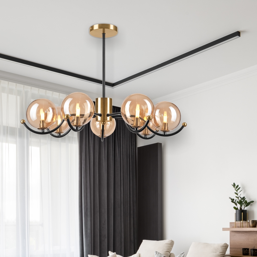 Suspension-barre GEORGIA 7xE14/5W/230V doré/fumé beige