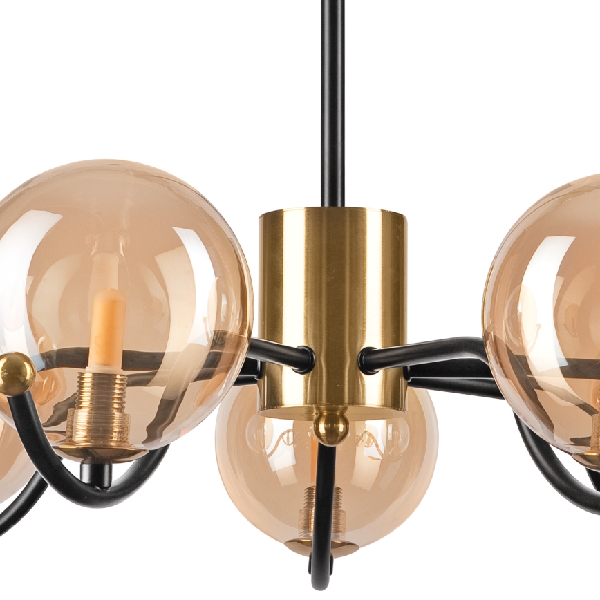 Suspension-barre GEORGIA 7xE14/5W/230V doré/fumé beige