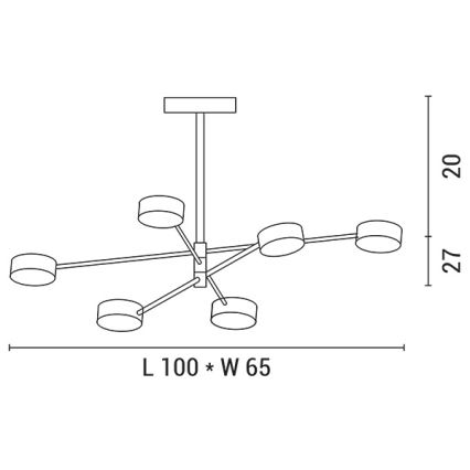 Suspension-barre LED/30W/230V 3000K doré