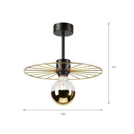Suspension-barre MONTANA 1xE27/15W/230V d. 30 cm doré/noir