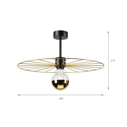 Suspension-barre MONTANA 1xE27/15W/230V d. 45 cm doré/noir