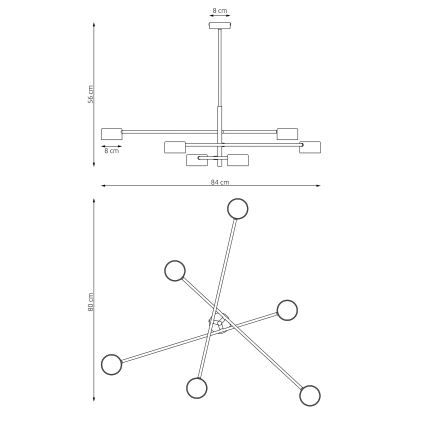Suspension-barre NATSU 6xGX53/12W/230V noir