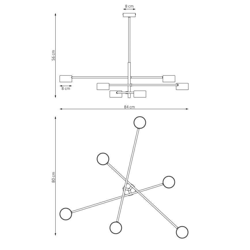 Suspension-barre NATSU 6xGX53/12W/230V noir