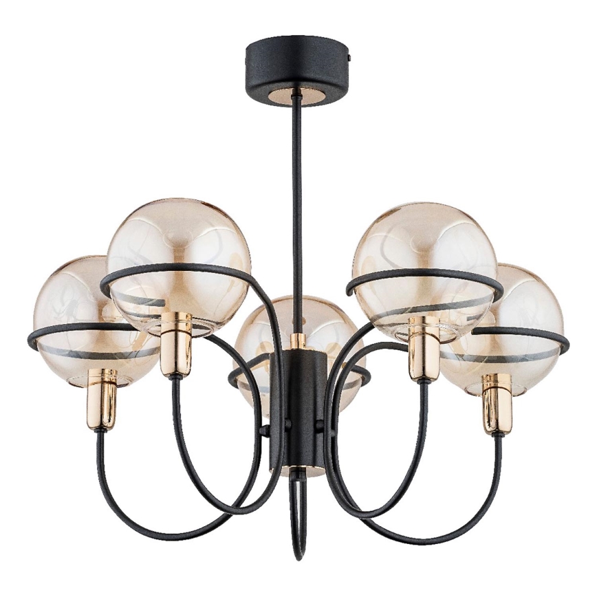 Suspension-barre PETRA 5xE14/10W/230V noir/doré