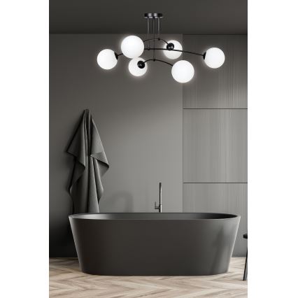 Suspension-barre PREGOS 6xE14/10W/230V noir/blanc