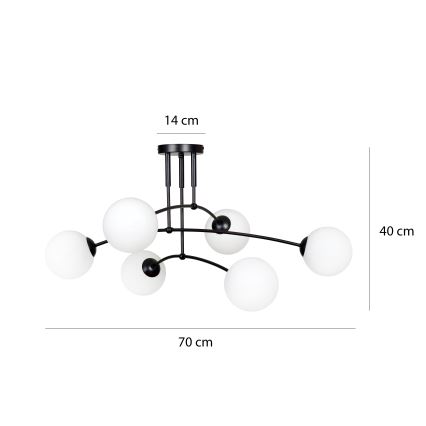 Suspension-barre PREGOS 6xE14/10W/230V noir/blanc