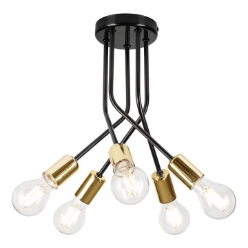 Suspension-barre PRIYA 5xE27/15W/230V noir