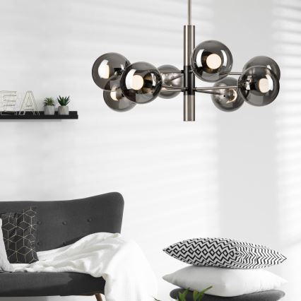 Suspension-barre ROLLO 8xE14/5W/230V chrome mat/fumé