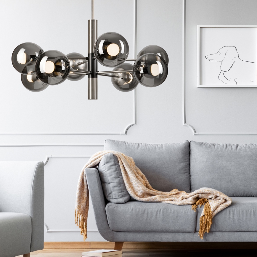Suspension-barre ROLLO 8xE14/5W/230V chrome mat/fumé