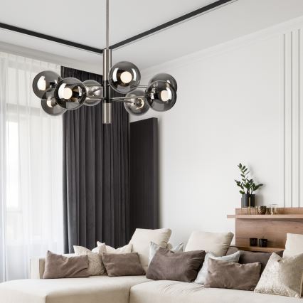 Suspension-barre ROLLO 8xE14/5W/230V chrome mat/fumé