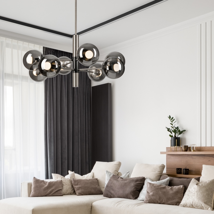 Suspension-barre ROLLO 8xE14/5W/230V chrome mat/fumé