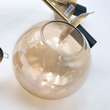 Suspension-barre ROLLO 8xE14/5W/230V doré/fumé beige