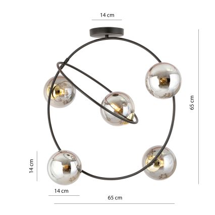 Suspension-barre STARDOM 5xE14/10W/230V noir/gris