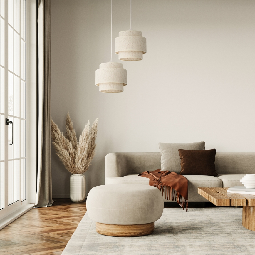 Suspension BOHO sur câble 2xE27/60W/230V blanche