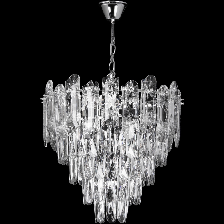 Suspension chaîne 7xE27/60W/230V + 4xLED/6W d. 40 cm chrome brillant