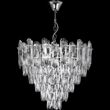 Suspension chaîne 9xE27/60W/230V + 6xLED/6W d. 50 cm chrome brillant