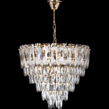 Suspension chaîne 9xE27/60W/230V + 6xLED/6W d. 50 cm doré