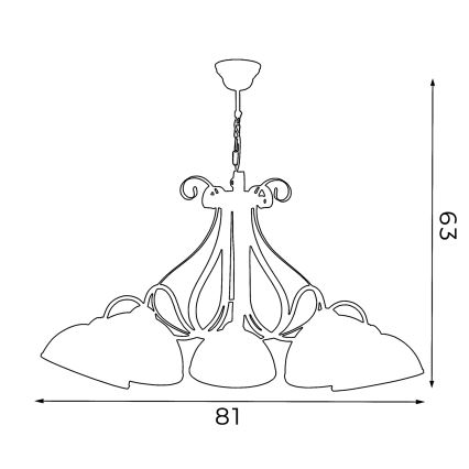 Suspension chaîne ANTICA 5xE27/60W/230V