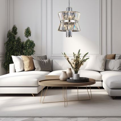 Suspension chaîne AURELIA 8xE14/40W/230V chrome mat