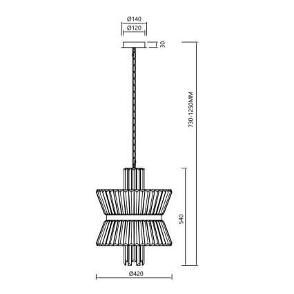 Suspension chaîne AURELIA 8xE14/40W/230V chrome