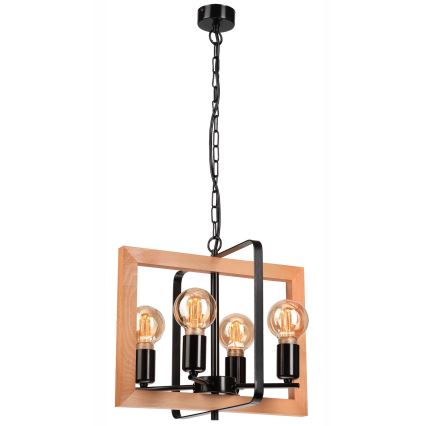 Suspension chaîne CEDRIC 4xE27/60W/230V hêtre/marron