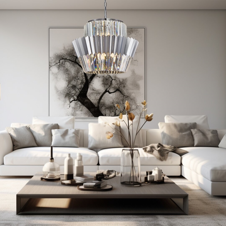 Suspension chaîne DONNA 12xE14/40W/230V d. 55 cm chrome mat