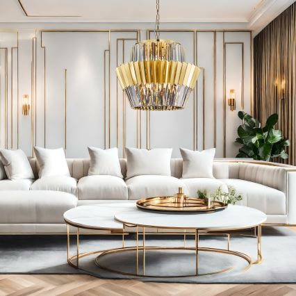 Suspension chaîne DONNA 12xE14/40W/230V d. 55 cm doré