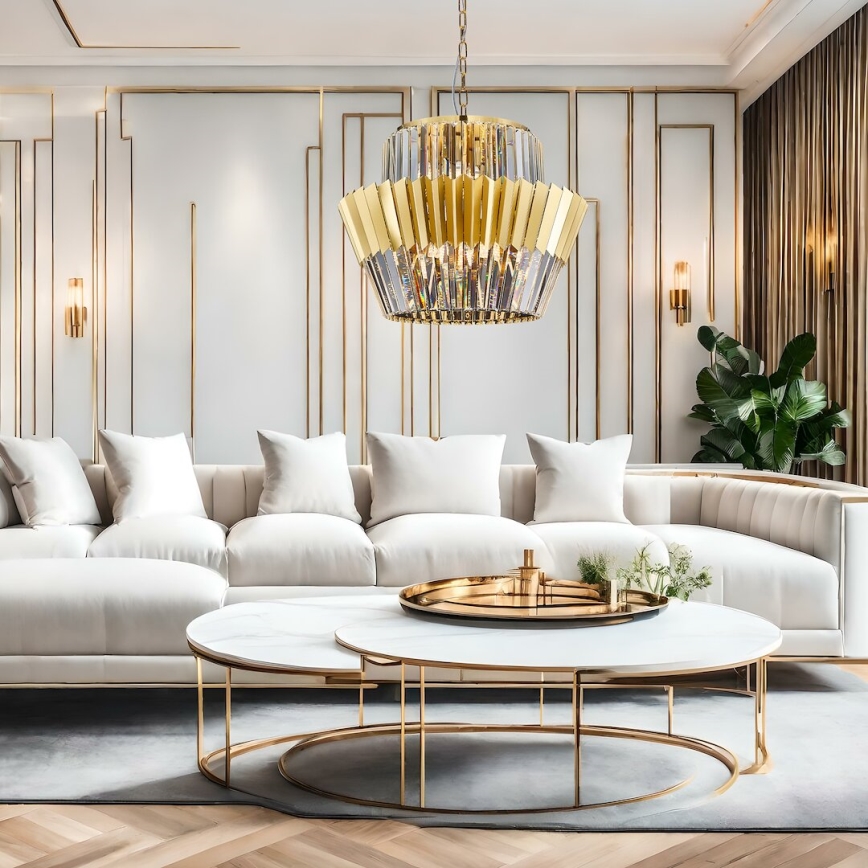 Suspension chaîne DONNA 12xE14/40W/230V d. 55 cm doré