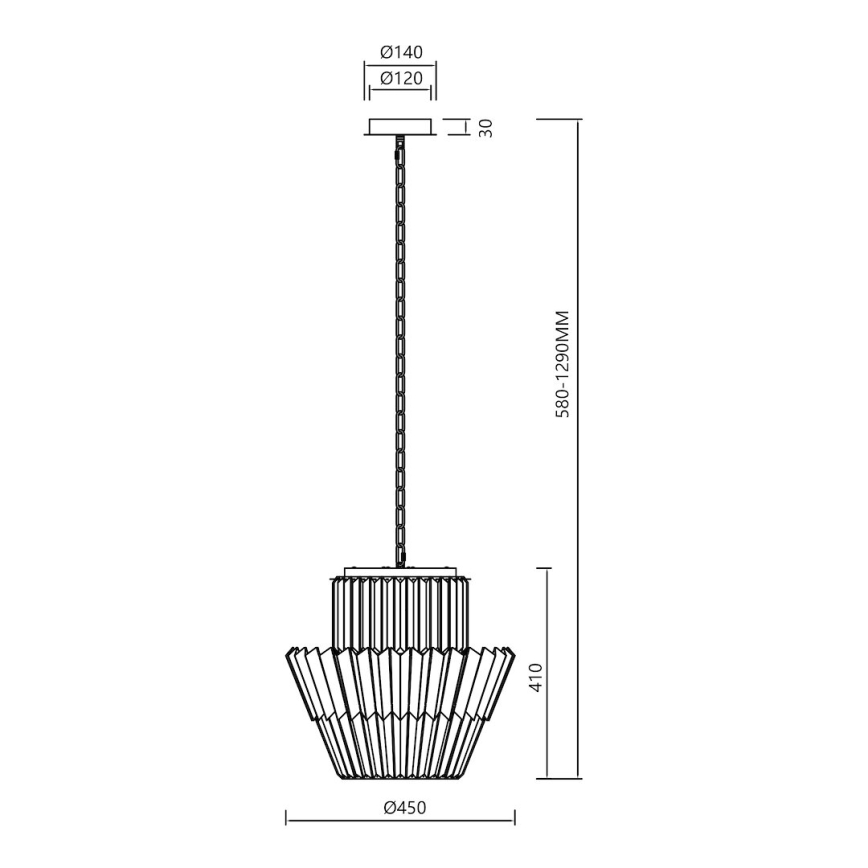 Suspension chaîne DONNA 9xE14/40W/230V d. 45 cm doré
