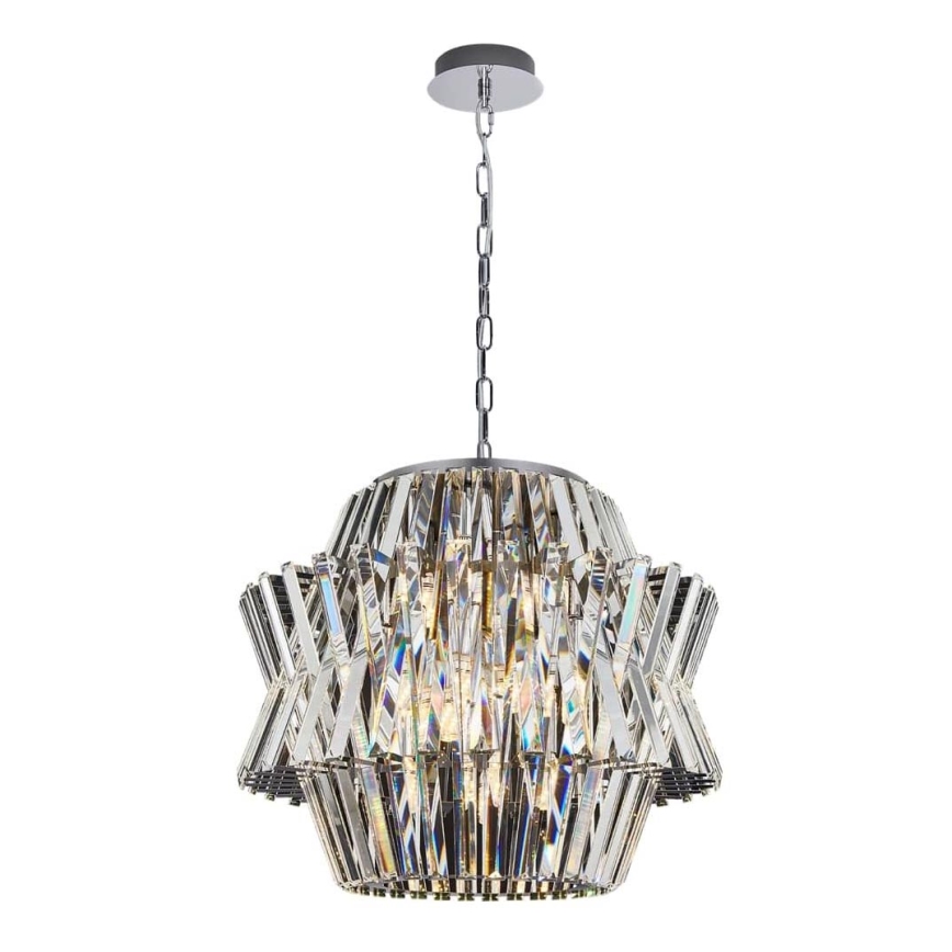 Suspension chaîne en cristal CROWN 12xE14/40W/230V chrome brillant