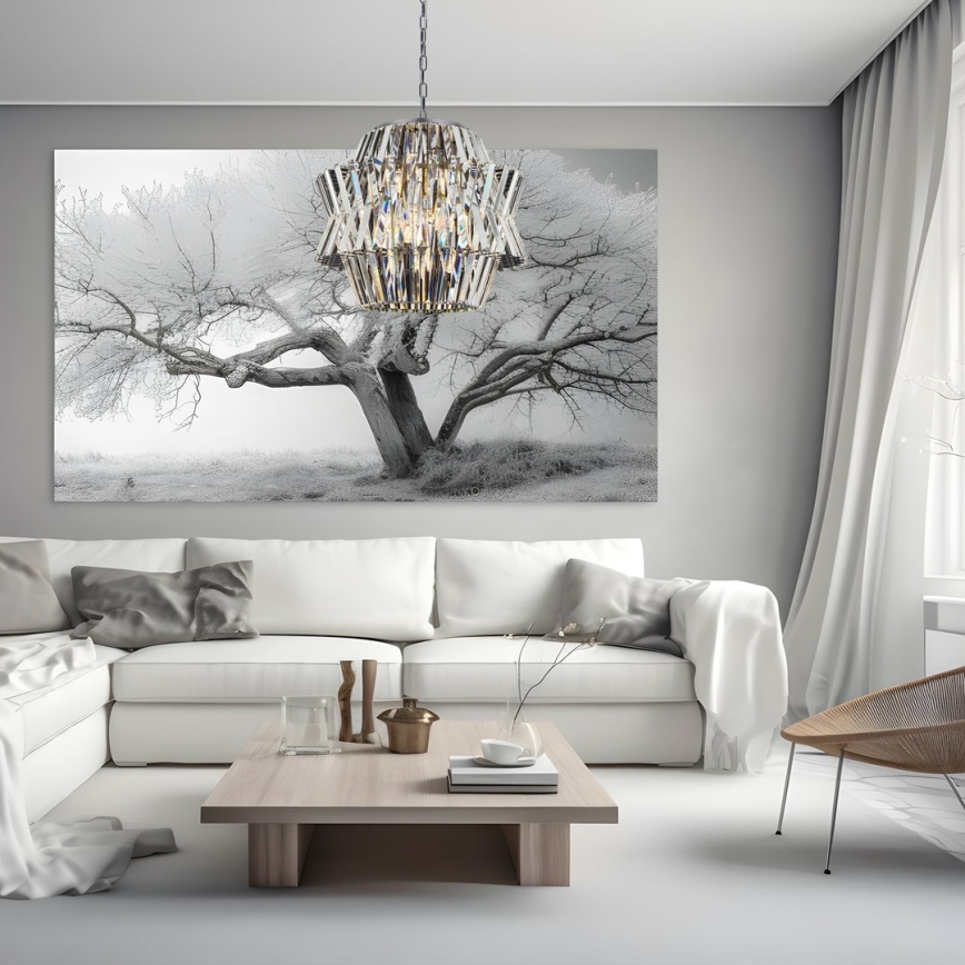 Suspension chaîne en cristal CROWN 12xE14/40W/230V chrome brillant