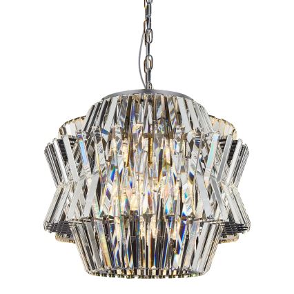 Suspension chaîne en cristal CROWN 12xE14/40W/230V chrome brillant