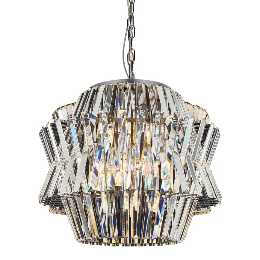 Suspension chaîne en cristal CROWN 12xE14/40W/230V chrome brillant