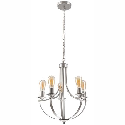 Suspension chaîne GINA 5xE27/60W/230V chrome mat