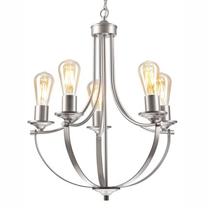 Suspension chaîne GINA 5xE27/60W/230V chrome mat