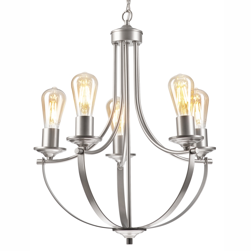 Suspension chaîne GINA 5xE27/60W/230V chrome mat
