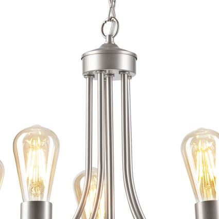 Suspension chaîne GINA 5xE27/60W/230V chrome mat