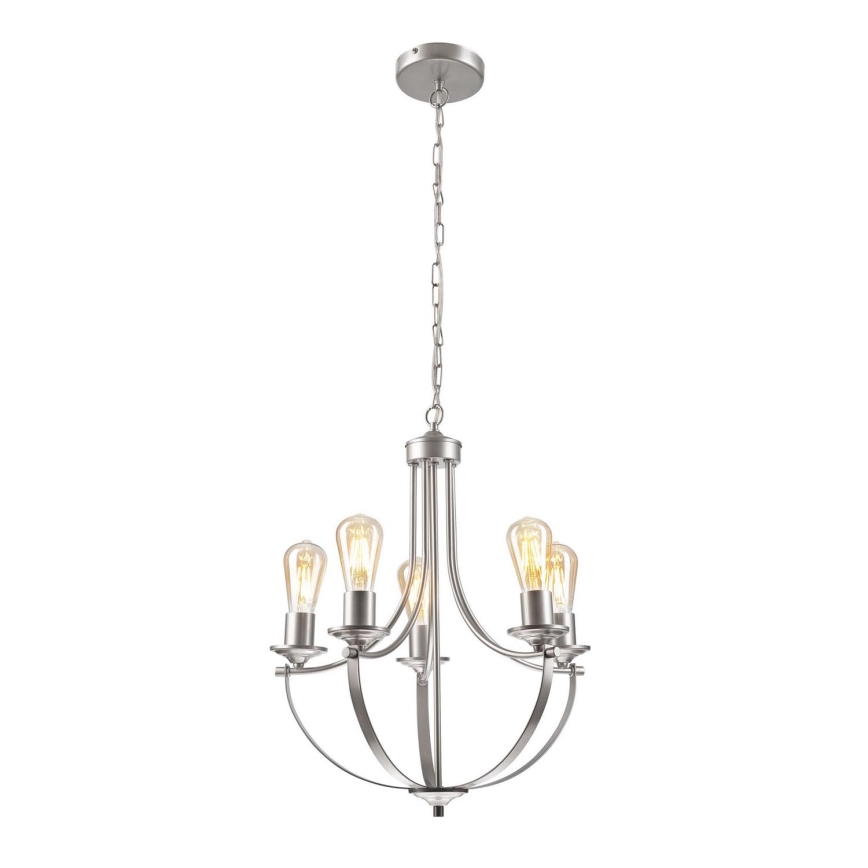 Suspension chaîne GINA 5xE27/60W/230V chrome mat