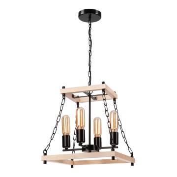 Suspension chaîne JASPER 4xE27/60W/230V hêtre/beige